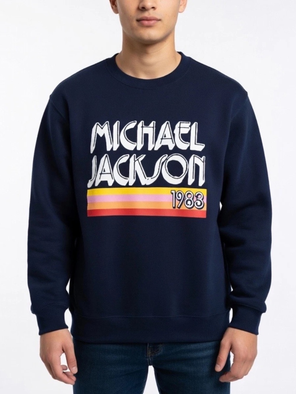 Junk Food Clothing Navy Michael Jackson 1983 Graphic Crewneck